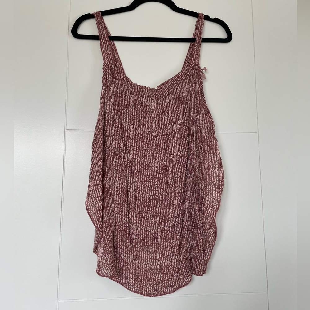 Intimately Free People Red and Pink Patterned Tank Top Blouse
